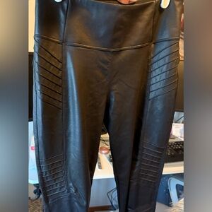 Athleta Black Faux Leather Moto Leggings
